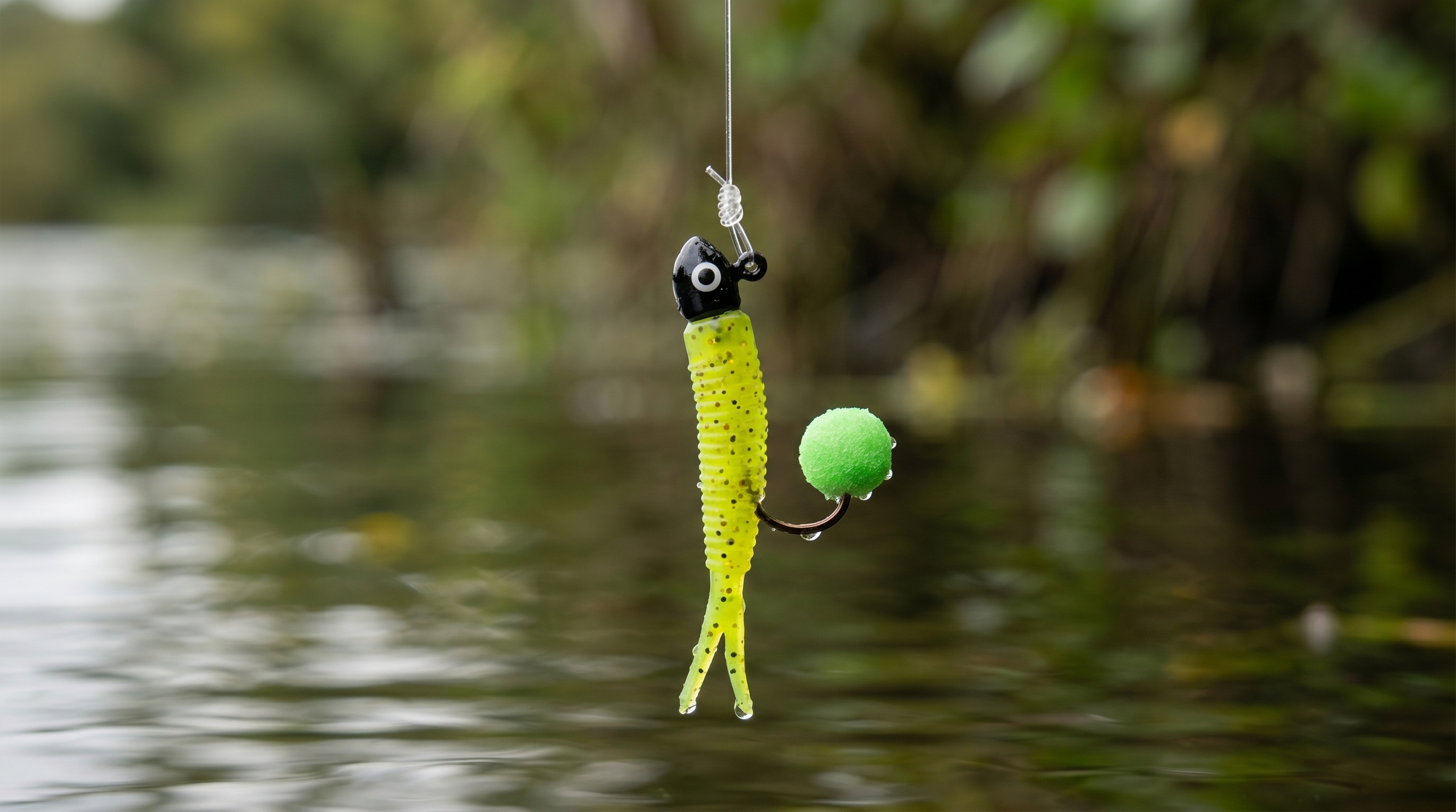 Tipping a lightweight panfish jig with a Crappie Nibble on the hook bend