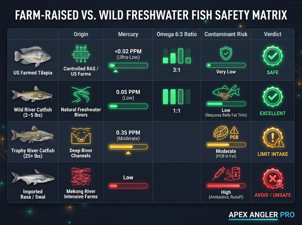 Farm-Raised vs Wild Freshwater Fish Safety Matrix