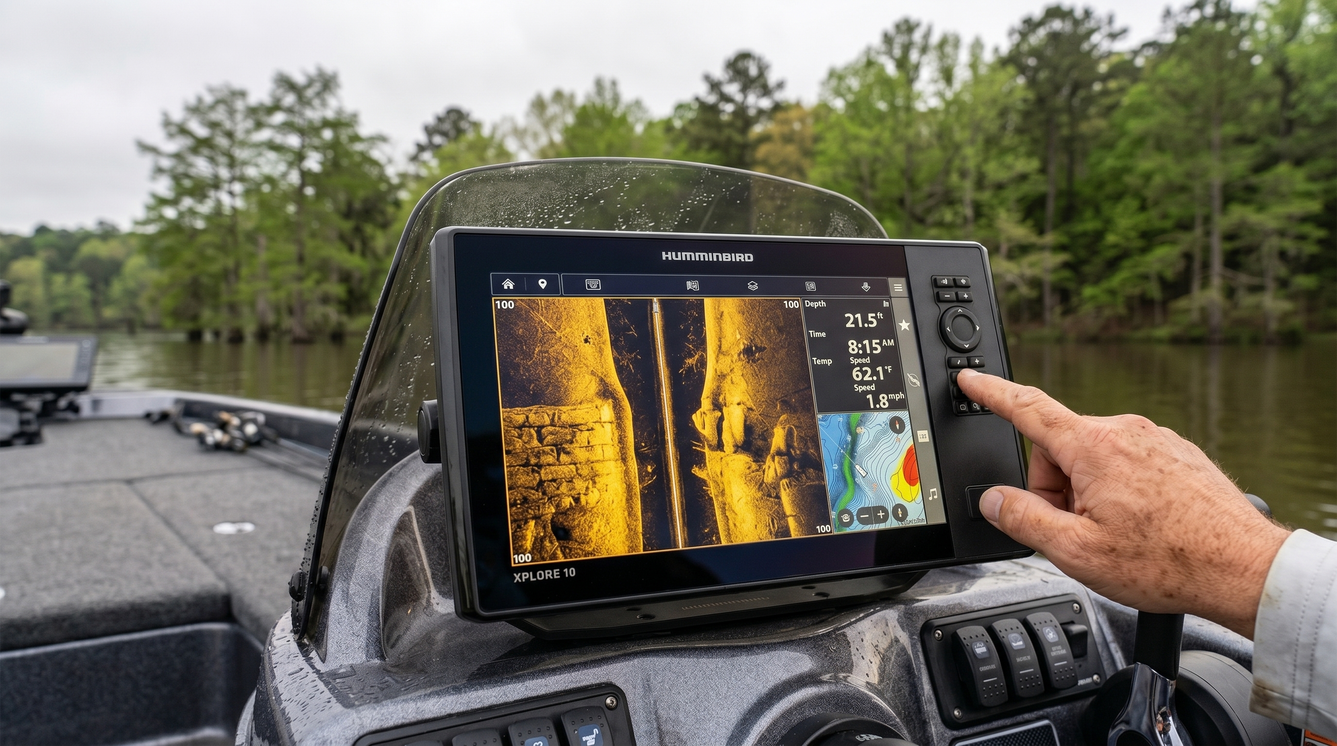 Humminbird XPLORE in action on reservoir console