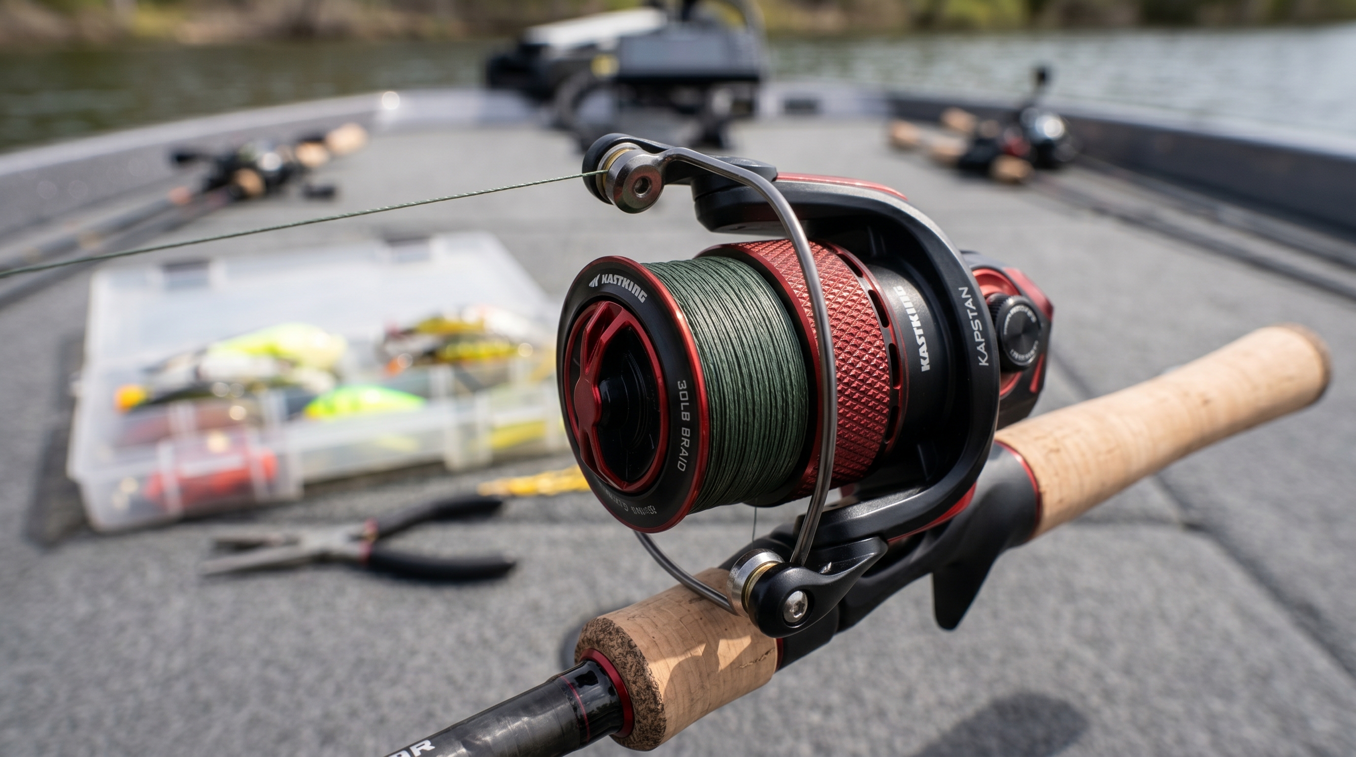 KastKing Sharky III spinning reel screw-in handle and rotor close-up