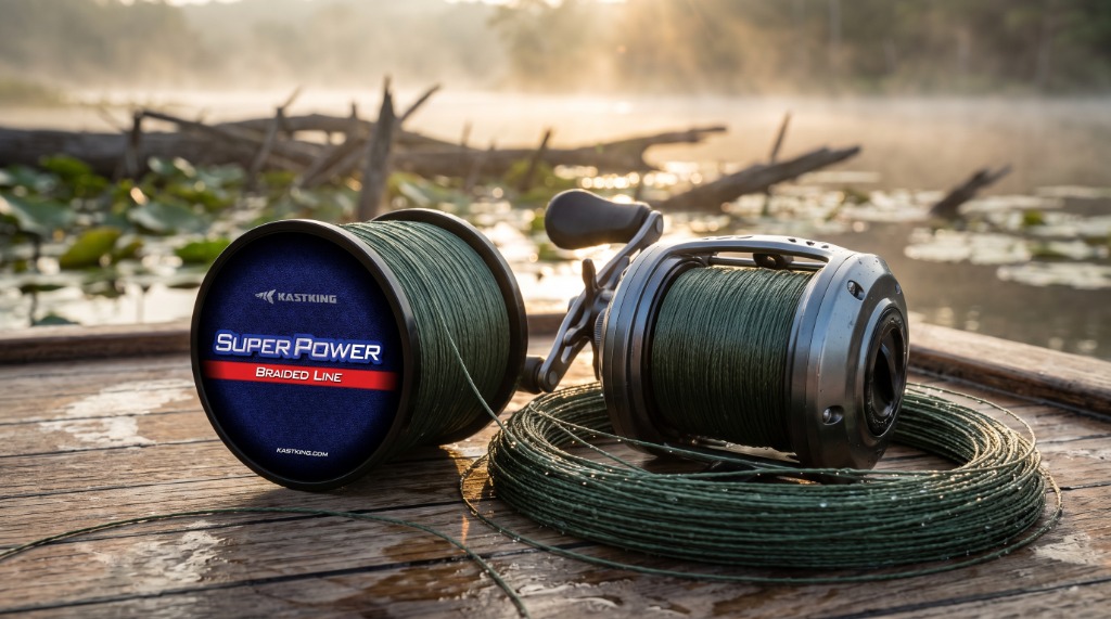 Marcus Heavy Cover Thorne field testing the KastKing Superpower Braided Line on a laydown timber reservoir