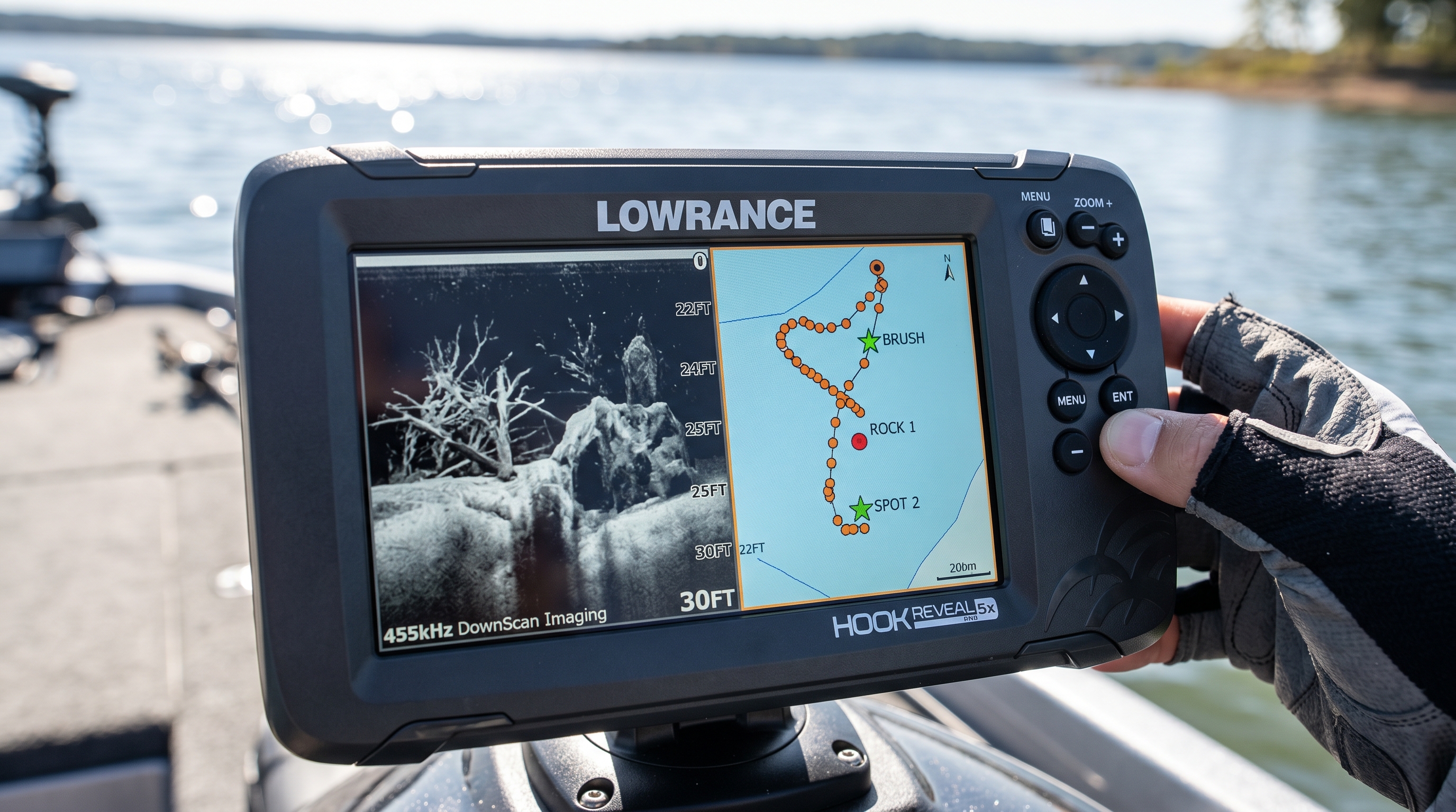 Lowrance HOOK Reveal 5x SolarMAX display in sunlight