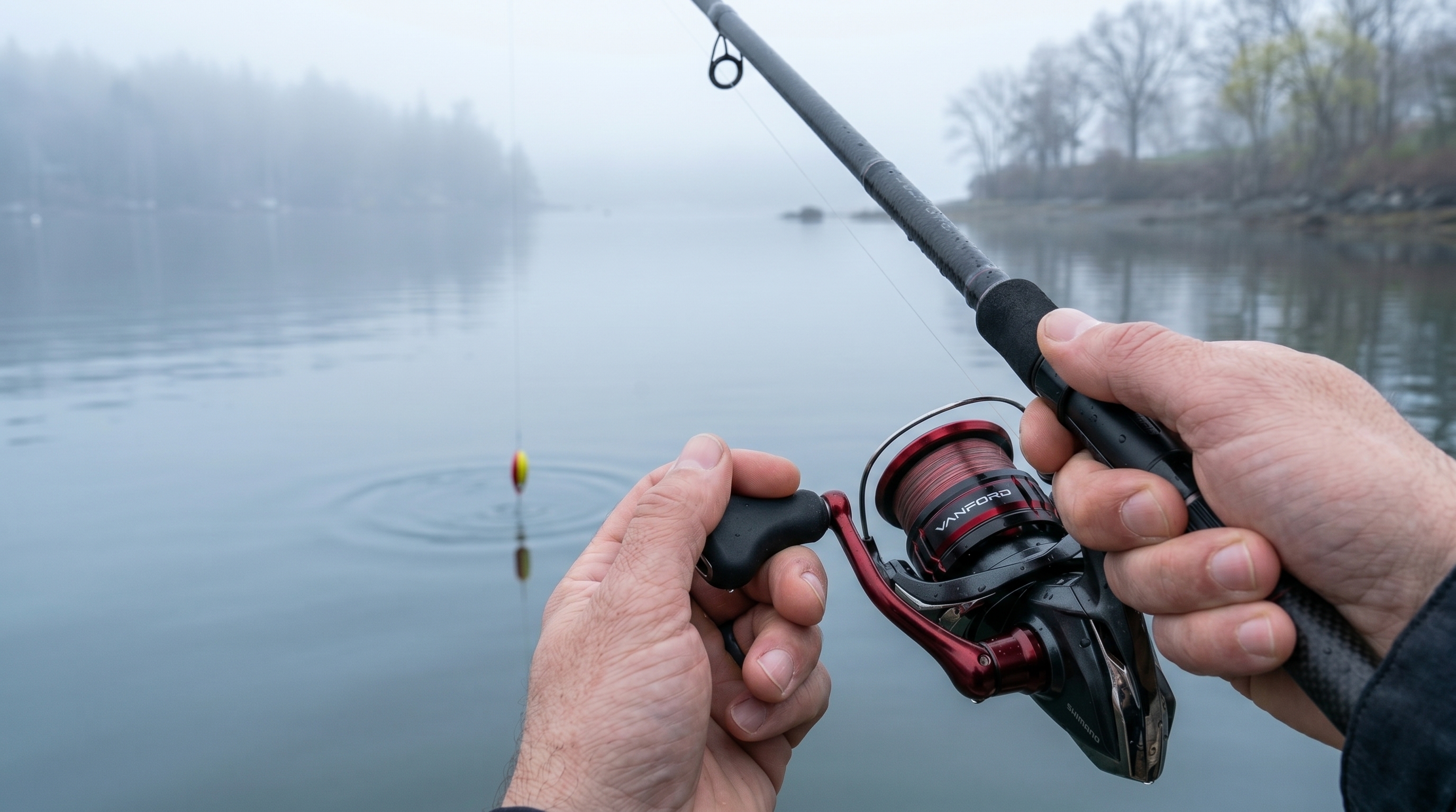 Angler casting the Shimano Vanford F spinning reel
