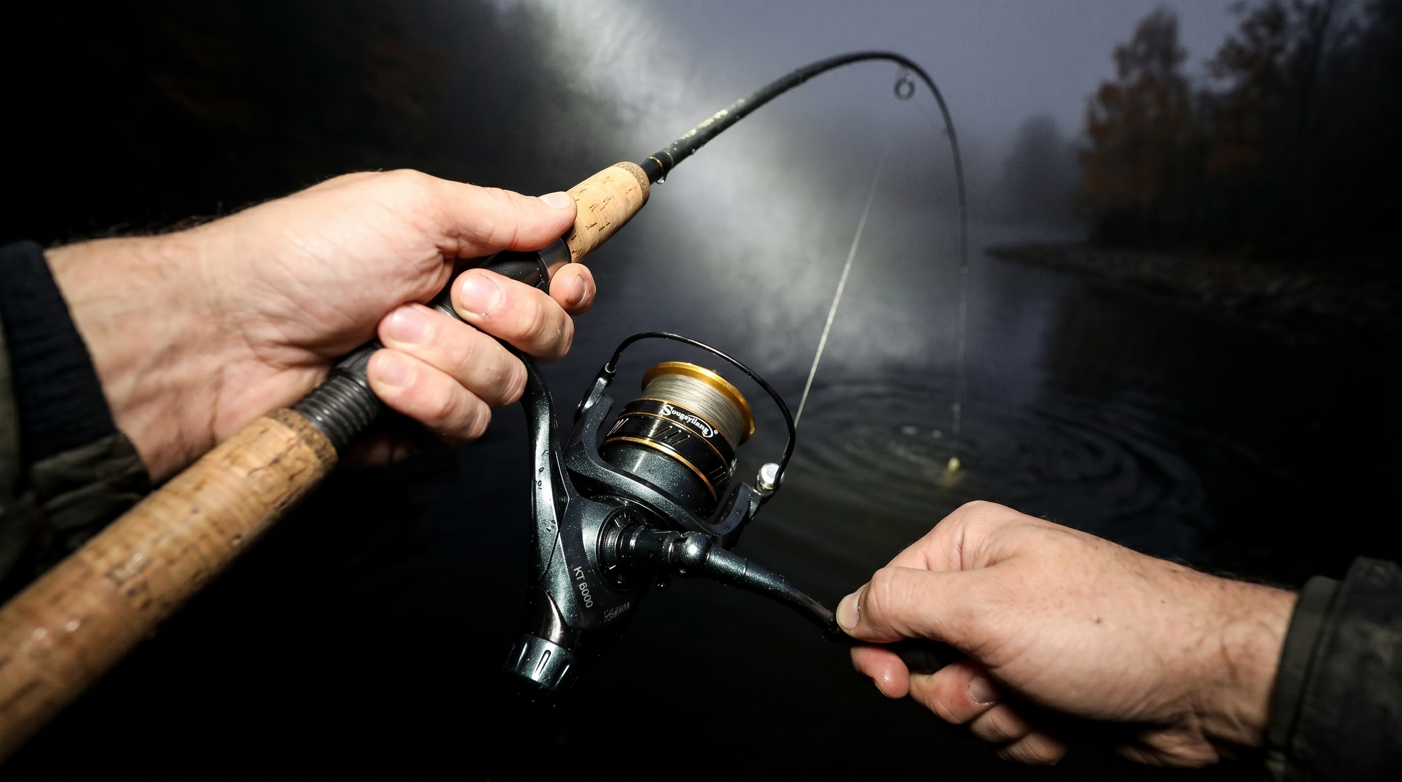 Angler landing catfish with Sougayilang Carp Reel